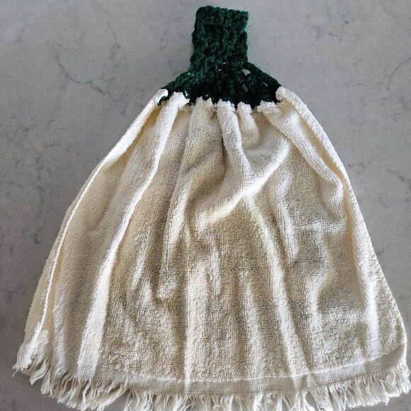 BRAND NEW GREEN CROCHET-TOP FALL HARVEST HANGING DISH TOWEL - Picture 12 of 13